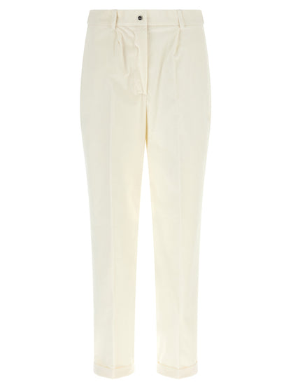 Trousers by Kiton for women in cotton corduroy & wool white presents a smart silhouette, meticulously detailed with a smart tapered-leg, a smart long, and a smart .