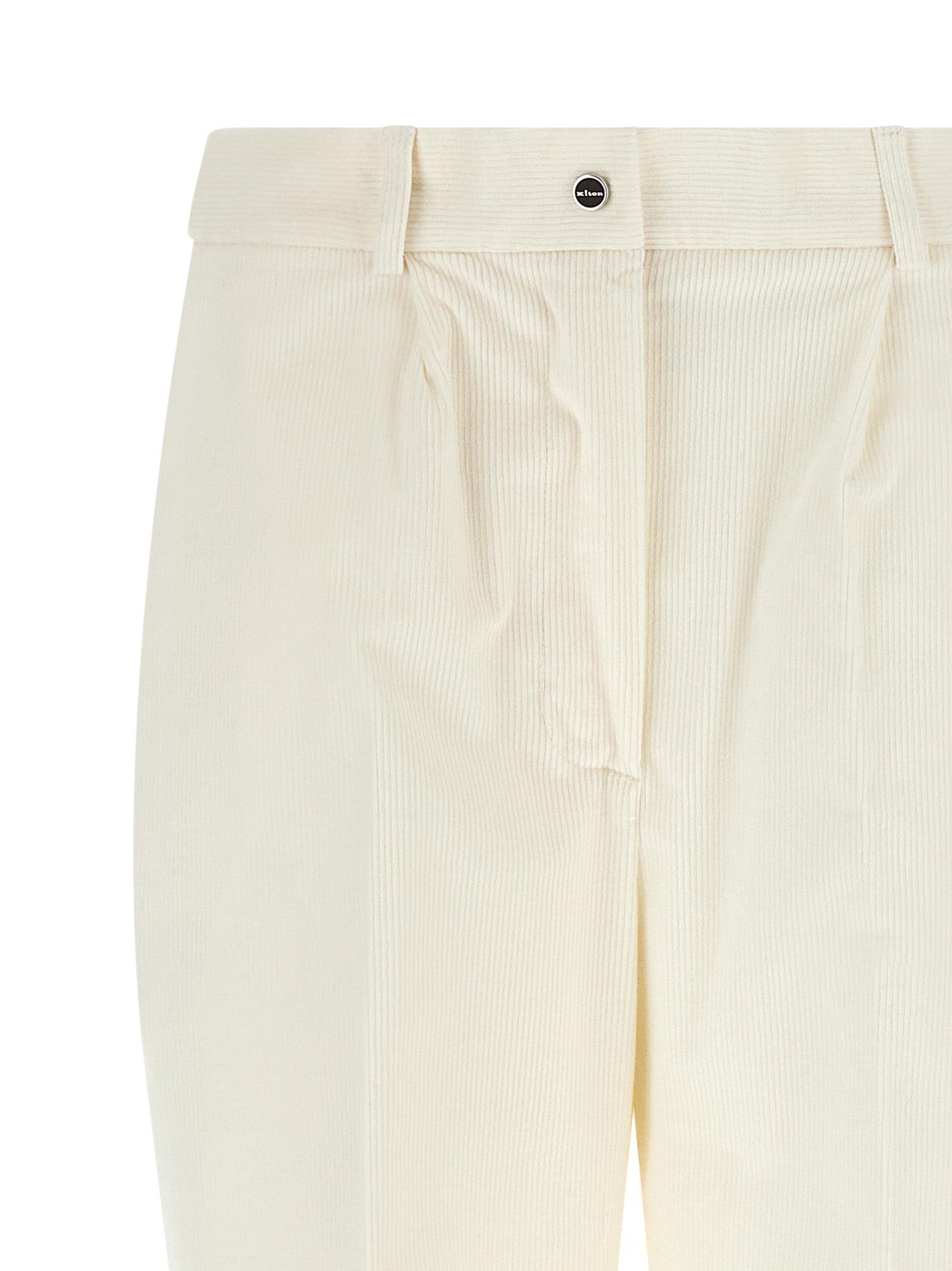 Trousers by Kiton for women in cotton corduroy & wool white features a tailored silhouette with a tailored tapered-leg, defined by its long and a sophisticated .