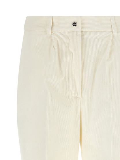 Trousers by Kiton for women in cotton corduroy & wool white features a tailored silhouette with a tailored tapered-leg, defined by its long and a sophisticated .