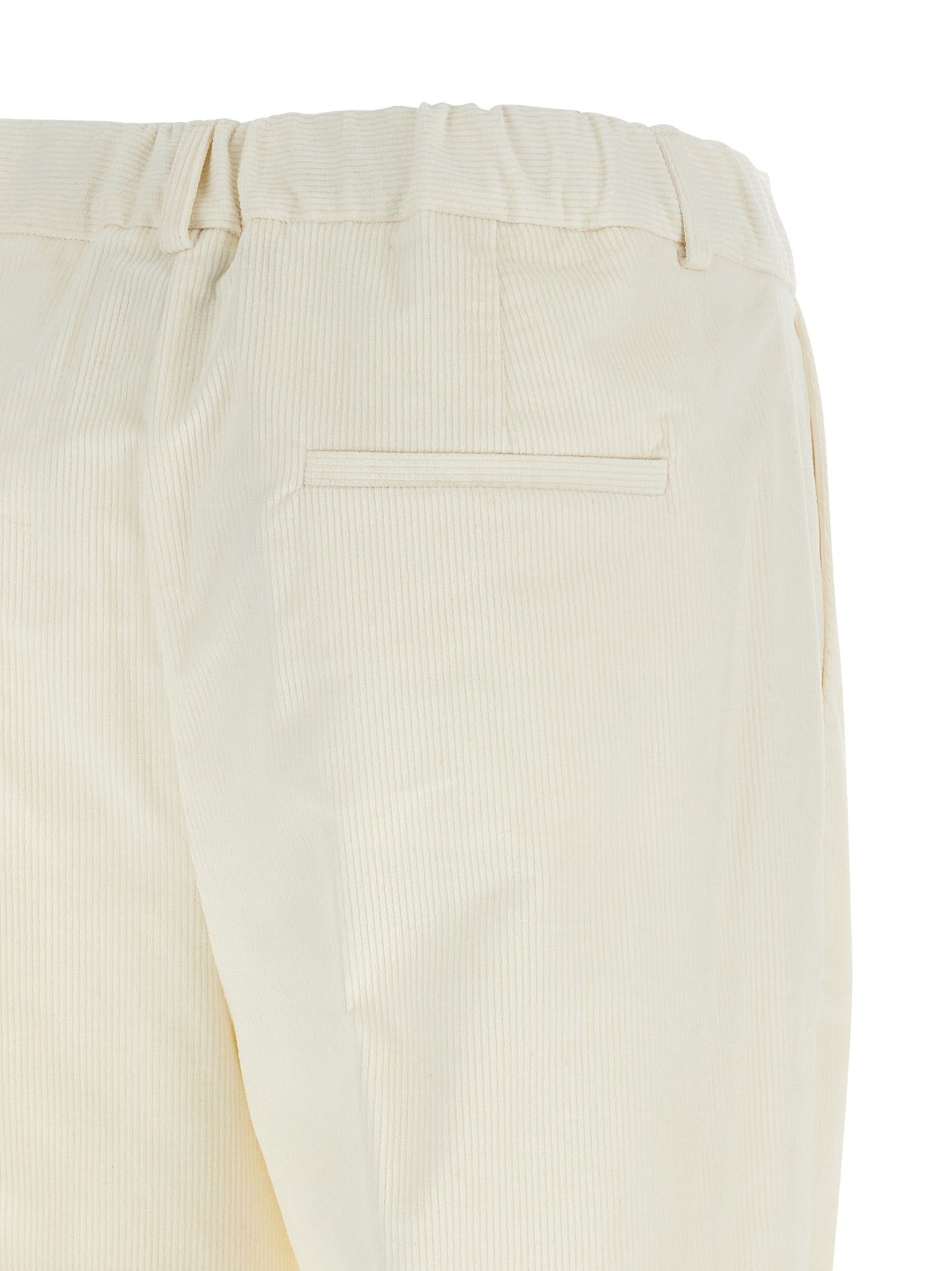 Trousers by Kiton for women in cotton corduroy & wool white features a artisanal silhouette, showcasing a sophisticated tapered-leg with a long and for a artisanal finish.