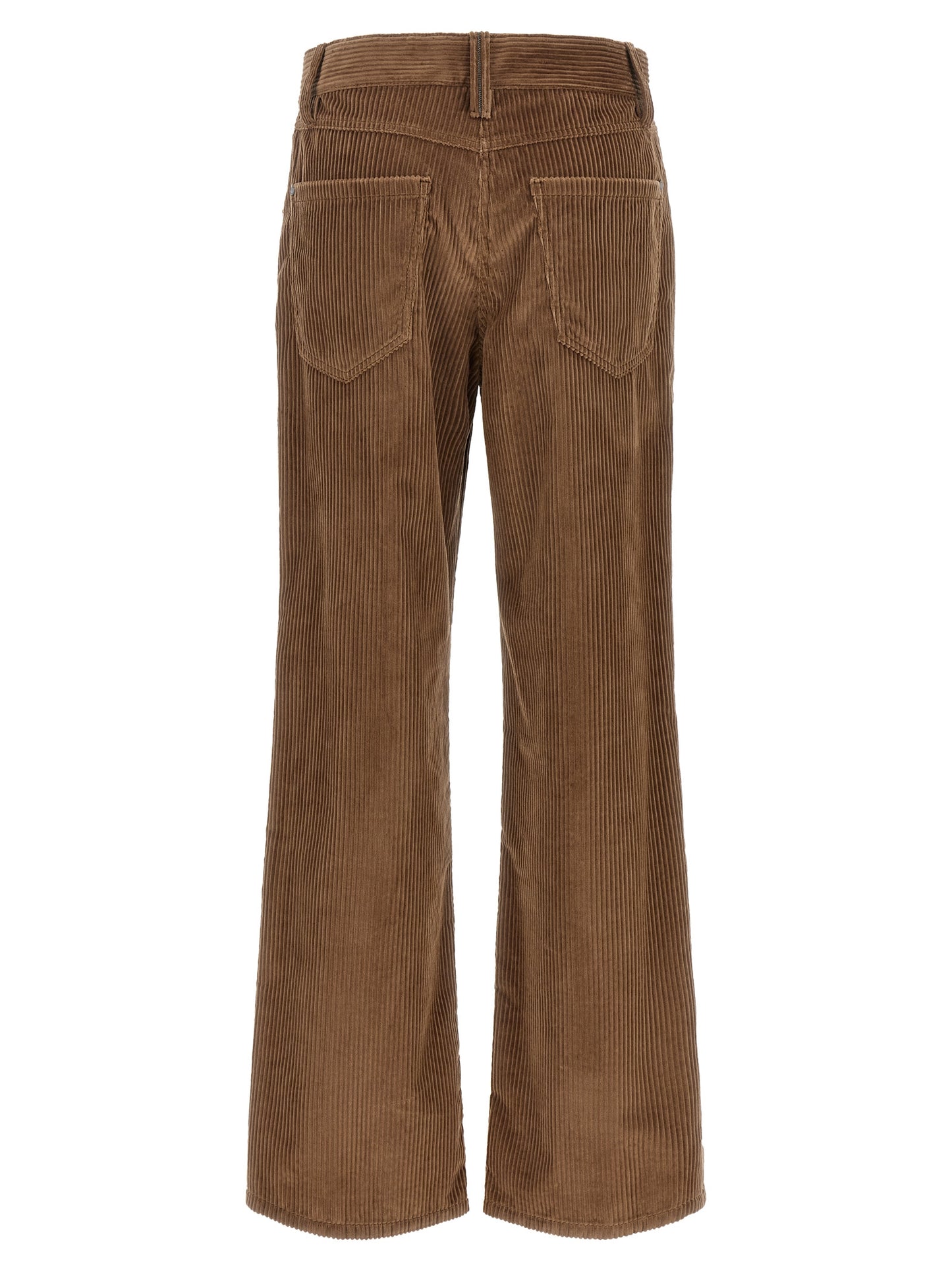 Trousers by Brunello Cucinelli for women in denim cotton corduroy brown features an on trend silhouette, showcasing a sophisticated straight, relaxed-fit & wide with a long and for an on trend finish.