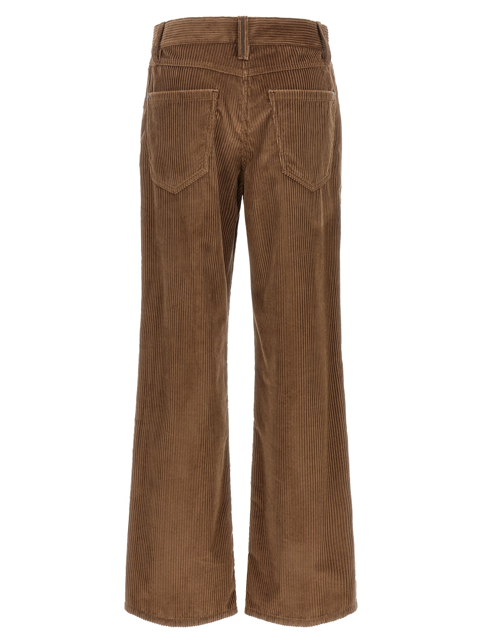 Trousers by Brunello Cucinelli for women in denim cotton corduroy brown features an on trend silhouette, showcasing a sophisticated straight, relaxed-fit & wide with a long and for an on trend finish.
