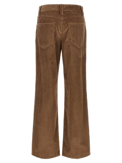 Trousers by Brunello Cucinelli for women in denim cotton corduroy brown features an on trend silhouette, showcasing a sophisticated straight, relaxed-fit & wide with a long and for an on trend finish.
