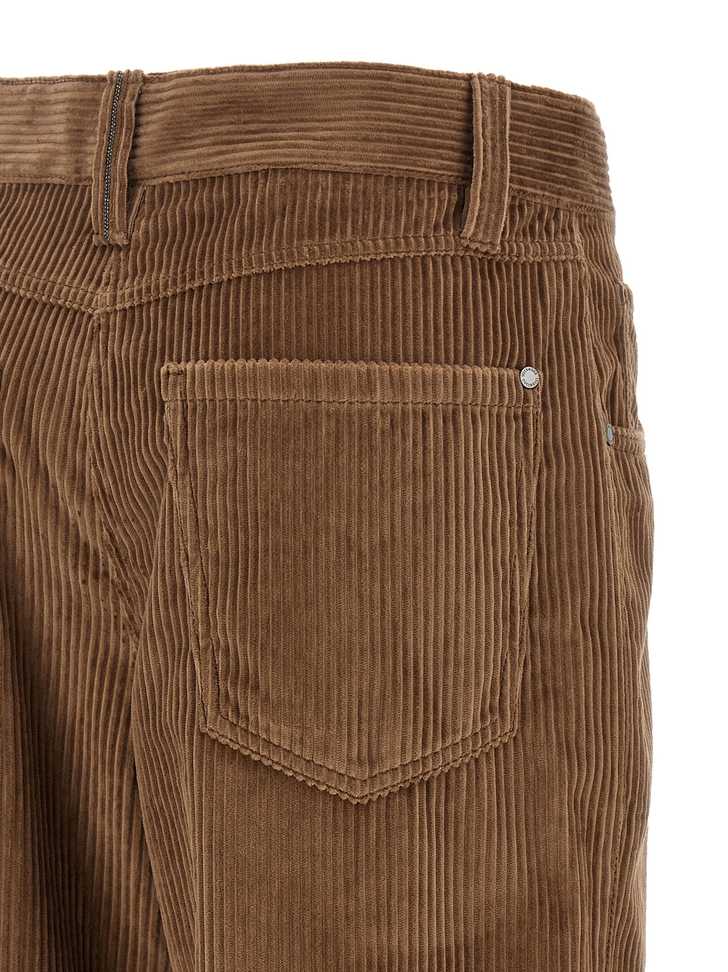 Trousers by Brunello Cucinelli for women in denim cotton corduroy brown features an on trend silhouette, showcasing a sophisticated straight, relaxed-fit & wide with a long and for an on trend finish.
