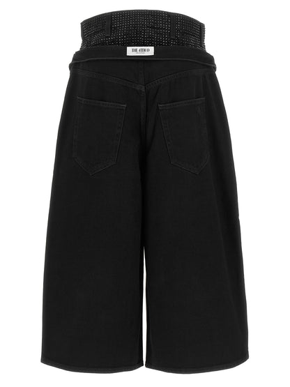 Jeans by The Attico for women in denim cotton black & silver features an refined tailoring silhouette, showcasing a premium wide & cropped with a and cropped cut for a refined tailoring look.