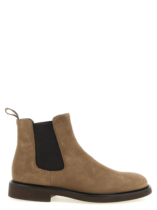 Flat Ankle Boots by Doucal's for men in suede lamb leather beige features an high-performance silhouette, showcasing the sophisticated design of the Men's Suede Lamb Leather Flat Ankle Boots with a flat and a refined round toe style.