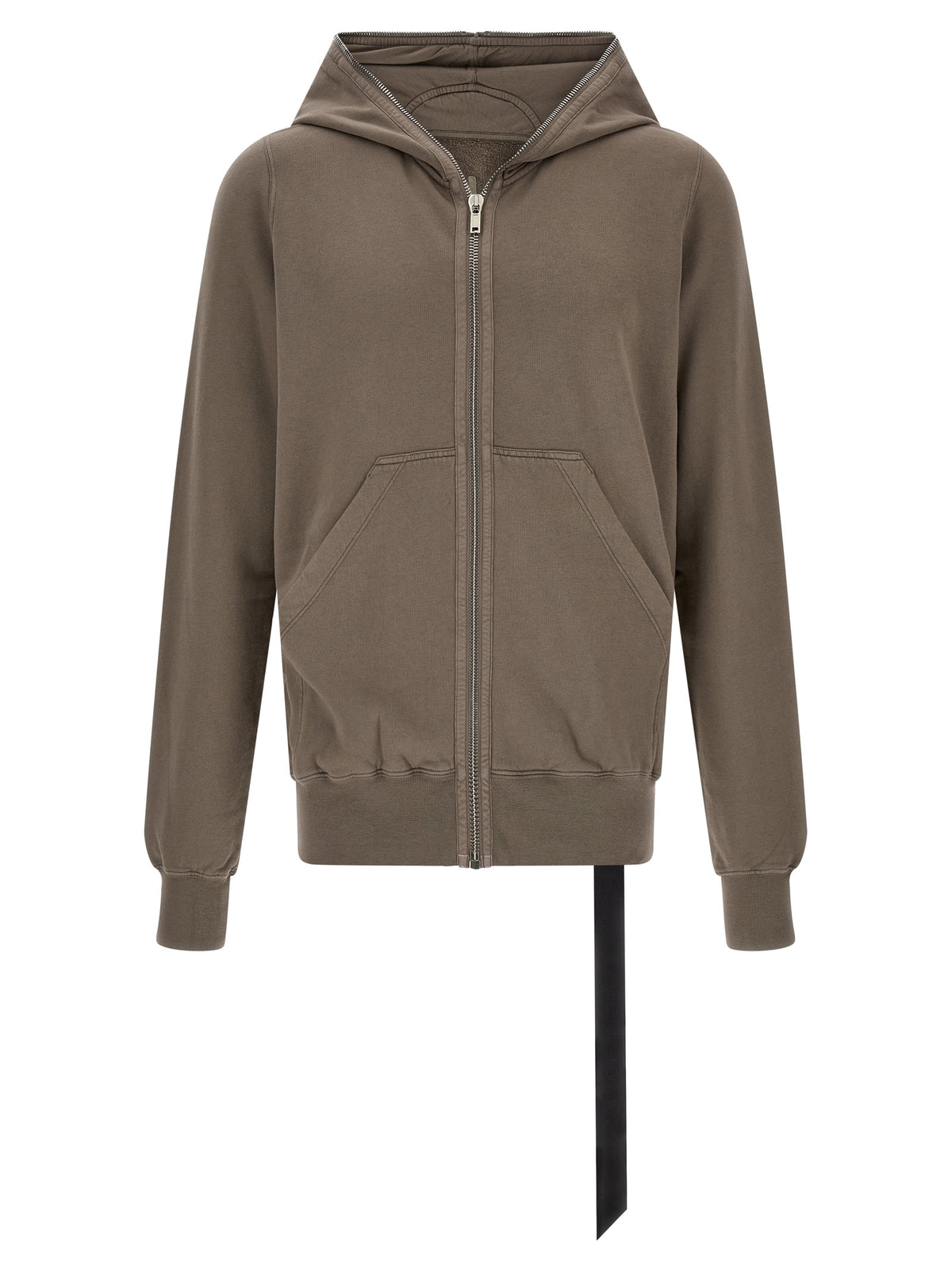 Sweatshirt Hoodie by DRKSHDW for men in cotton black, gray & silver features an avant-garde silhouette, showcasing a sophisticated hooded split neckline and detail for a truly avant-garde finish.