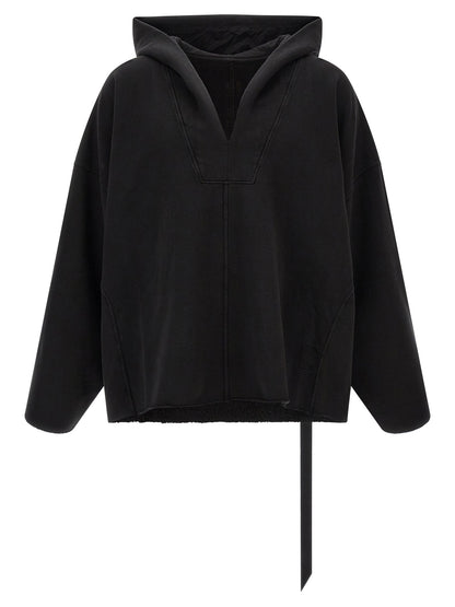 Sweatshirt Hoodie by DRKSHDW for men in organic cotton black showcases a city-ready silhouette, artfully detailed with a signature v-neck hooded neckline and for a city-ready finish.