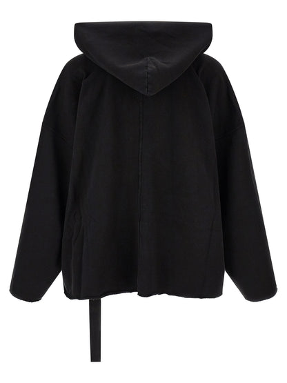 Sweatshirt Hoodie by DRKSHDW for men in organic cotton black features a edgy silhouette, detailed with a edgy v-neck hooded neckline and for a refined finish.