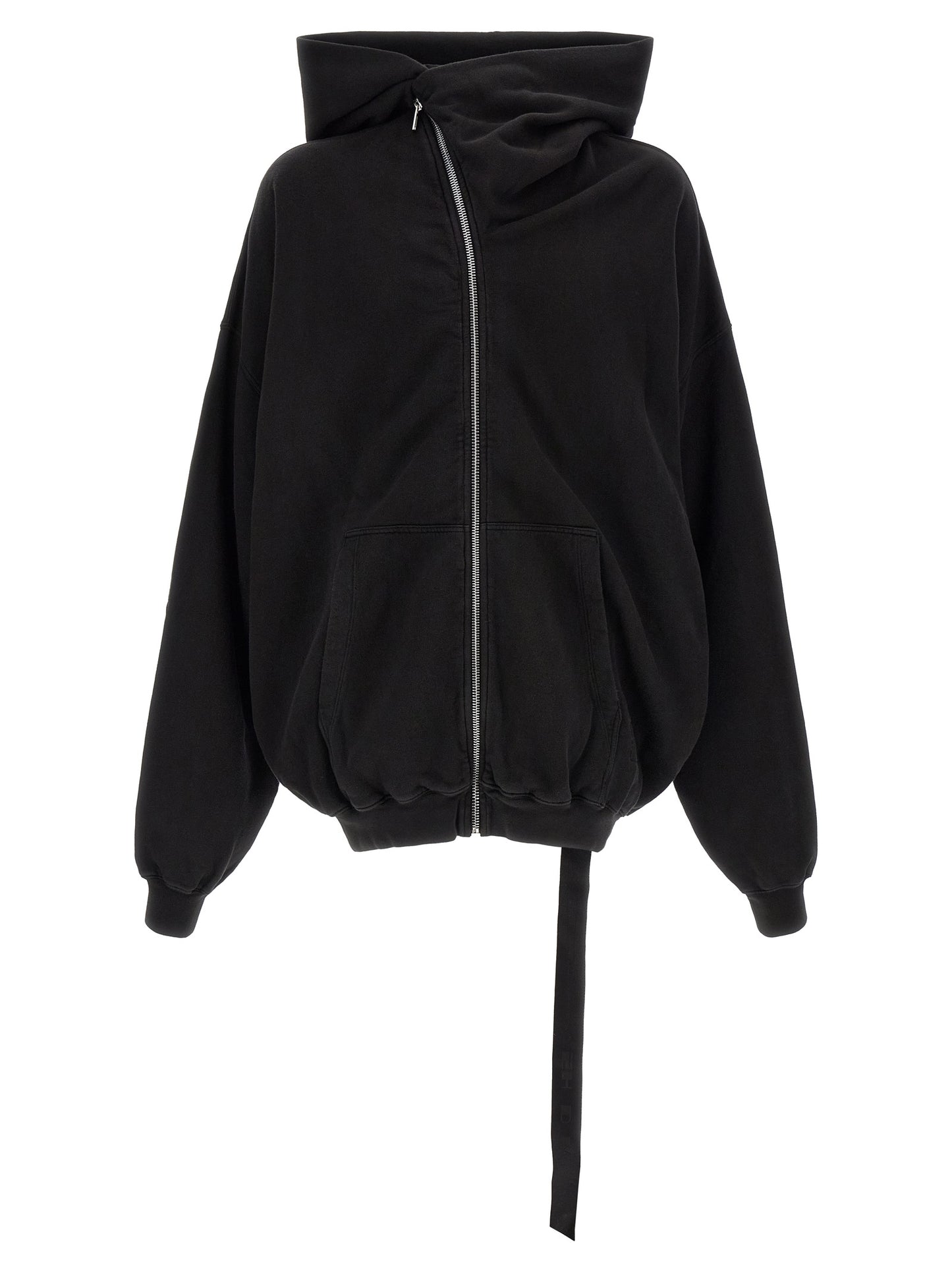 Sweatshirt Hoodie by DRKSHDW for men in organic cotton black & signature showcases a city-ready silhouette, artfully detailed with a signature hooded neckline and for a city-ready finish.