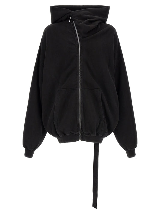 Sweatshirt Hoodie by DRKSHDW for men in organic cotton black & signature showcases a city-ready silhouette, artfully detailed with a signature hooded neckline and for a city-ready finish.