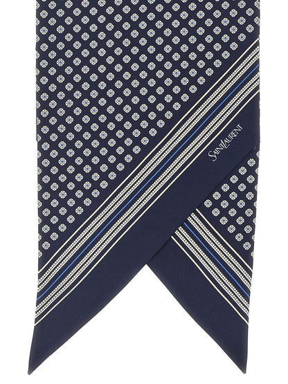 Saint Laurent Blue Silk Foulard