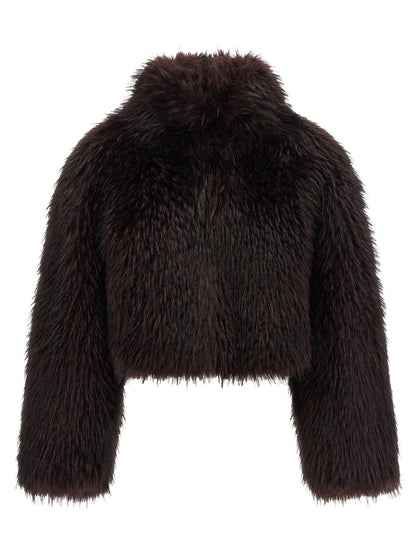 Overcoat by PINKO for women in polyester viscose & silver fox fur purple & silver showcases a enveloping silhouette, detailed with distinctive and a enveloping wrap high-neck neckline.