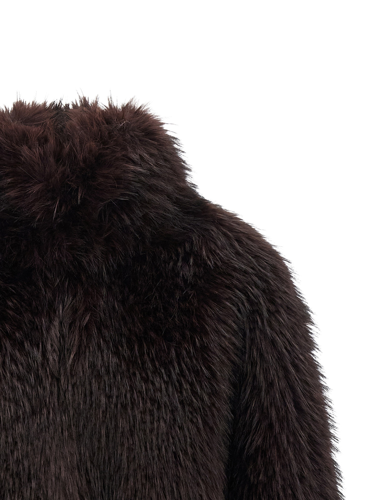 Overcoat by PINKO for women in polyester viscose & silver fox fur purple & silver presents a luxurious silhouette, showcasing a luxurious wrap high-neck neckline and sophisticated for a premium, luxurious look.