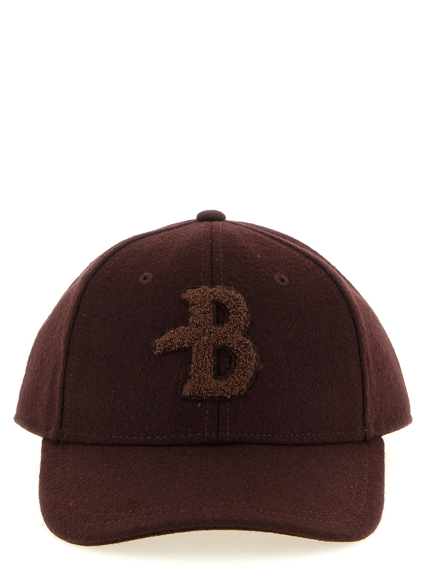 Baseball Cap by Ballantyne for men in wool & polyester brown & monogram presents a statuesque silhouette, artfully capturing the essence of the statuesque Wool & Polyester Baseball Cap design for a sophisticated look.