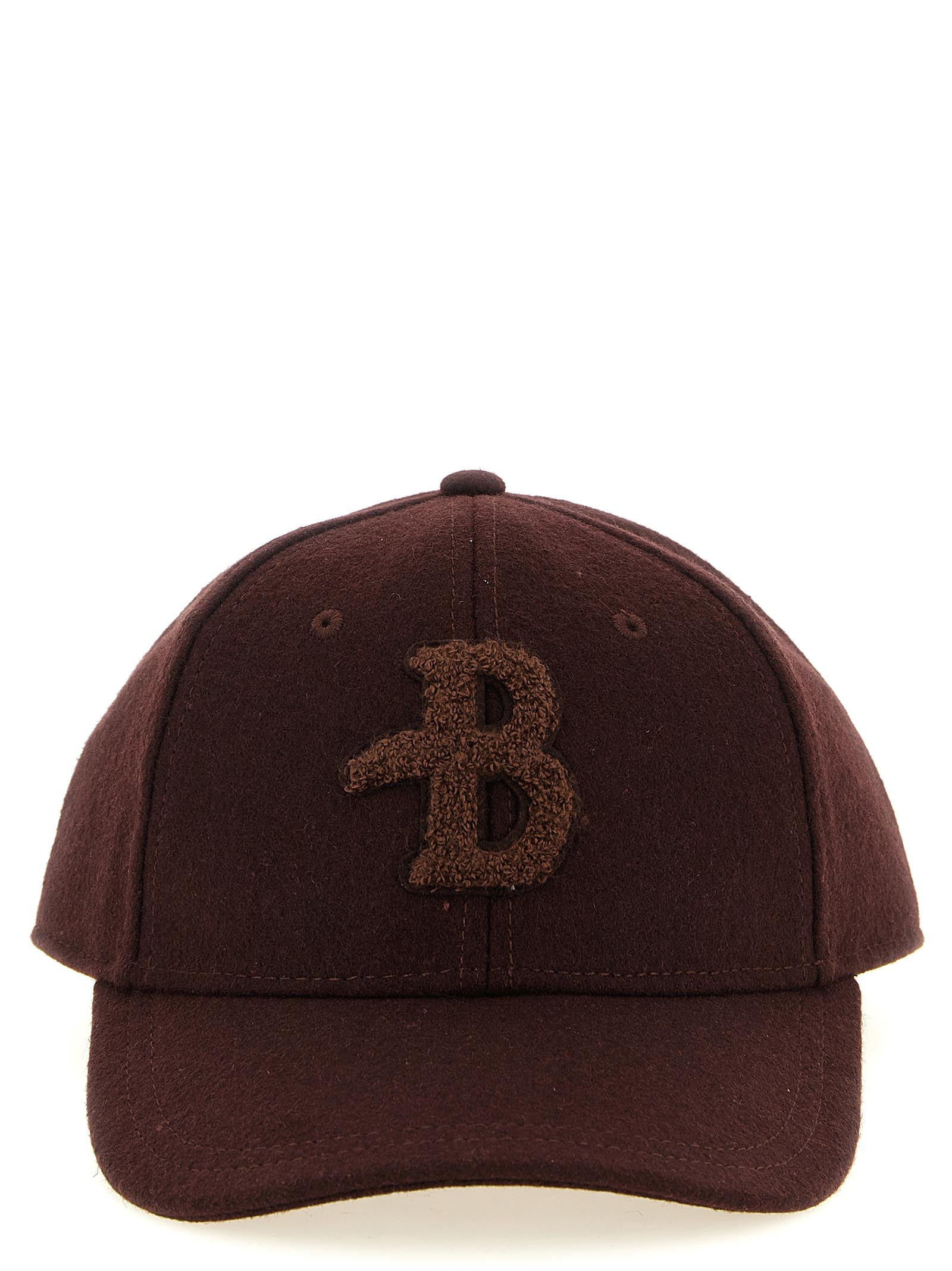 Baseball Cap by Ballantyne for men in wool & polyester brown & monogram presents a statuesque silhouette, artfully capturing the essence of the statuesque Wool & Polyester Baseball Cap design for a sophisticated look.
