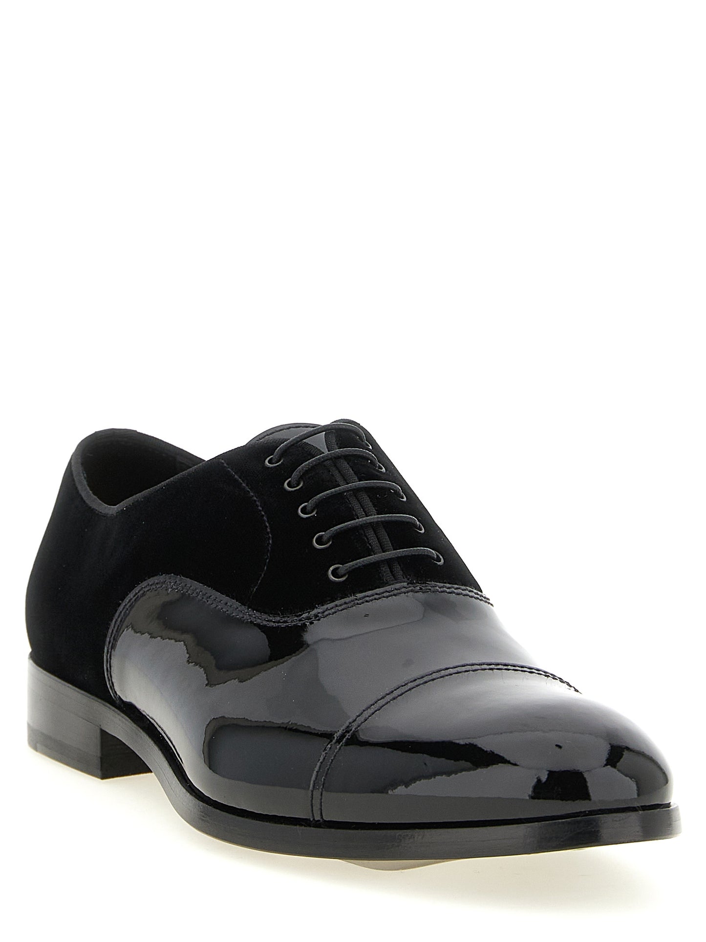 Oxford Lace-Up Shoes by Doucal's for men in patent lamb leather black & yellow features an effortless chic silhouette, showcasing the Play Men's Patent Lamb Leather Oxford Lace-Up Shoes design with an effortless chic and a for a effortless chic look.