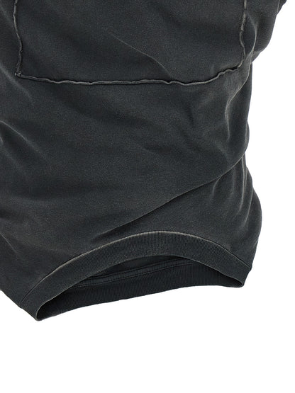 Blouse by Maison Margiela for women in cotton gray & white showcases a sharp silhouette, elegantly detailed with a sharp and sharp .