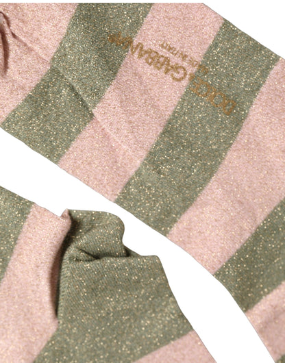 Dolce & Gabbana Gray Pink Stripes Mid Calf Accessory Socks
