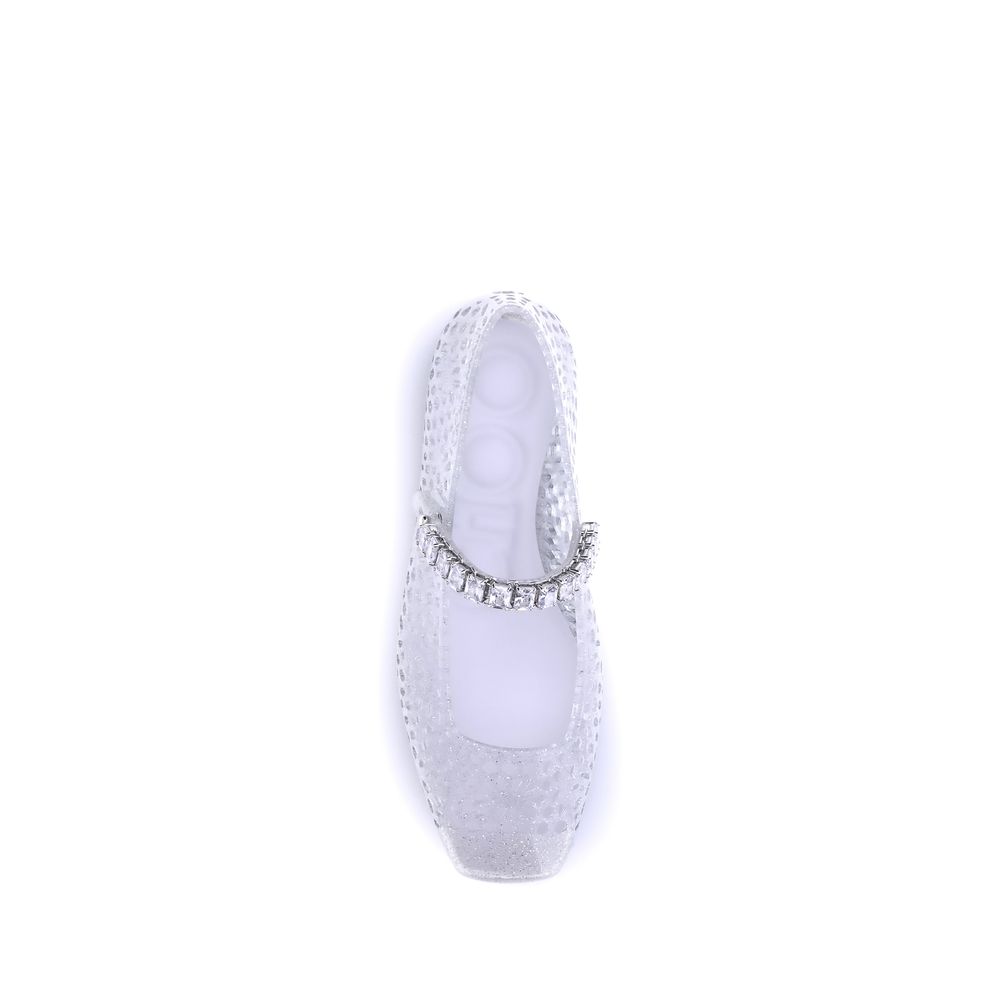 Ballet Flat Shoes by Jimmy Choo for women in tu polyurethane & crystal white showcases a enchanting silhouette as part of the Women's TU Polyurethane & Crystal Ballet Flat Shoes collection, defined by a enchanting square toe style and for a enchanting look.