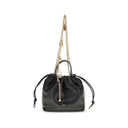 Compact Drawstring Shoulder Bag by Chloé for women in bos taurus nappa leather black, gold & signature features a effortless chic silhouette with a secure drawstring, ample , and versatile shoulder-strap & handle for a effortless chic finish.
