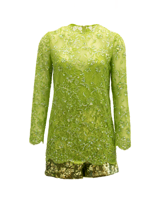 This One-Piece by Valentino Garavani for women in sequins lime-green presents a on trend silhouette, elegantly finished with and a on trend .