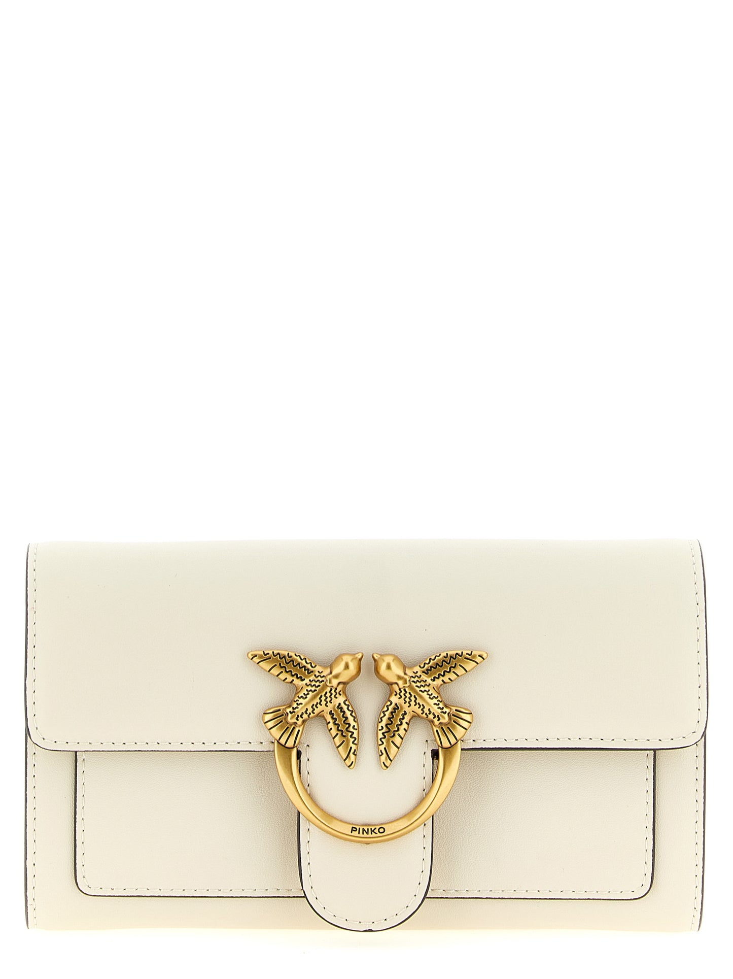 Cardholder Card Case by PINKO for women in silk & calfskin leather white features an dynamic silhouette from the Love Birds Silk & Calfskin Leather Cardholder Card Case collection, highlighting dynamic card-organization for a premium and sophisticated look.