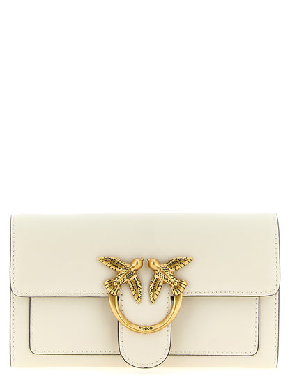 Cardholder Card Case by PINKO for women in silk & calfskin leather white features an dynamic silhouette from the Love Birds Silk & Calfskin Leather Cardholder Card Case collection, highlighting dynamic card-organization for a premium and sophisticated look.