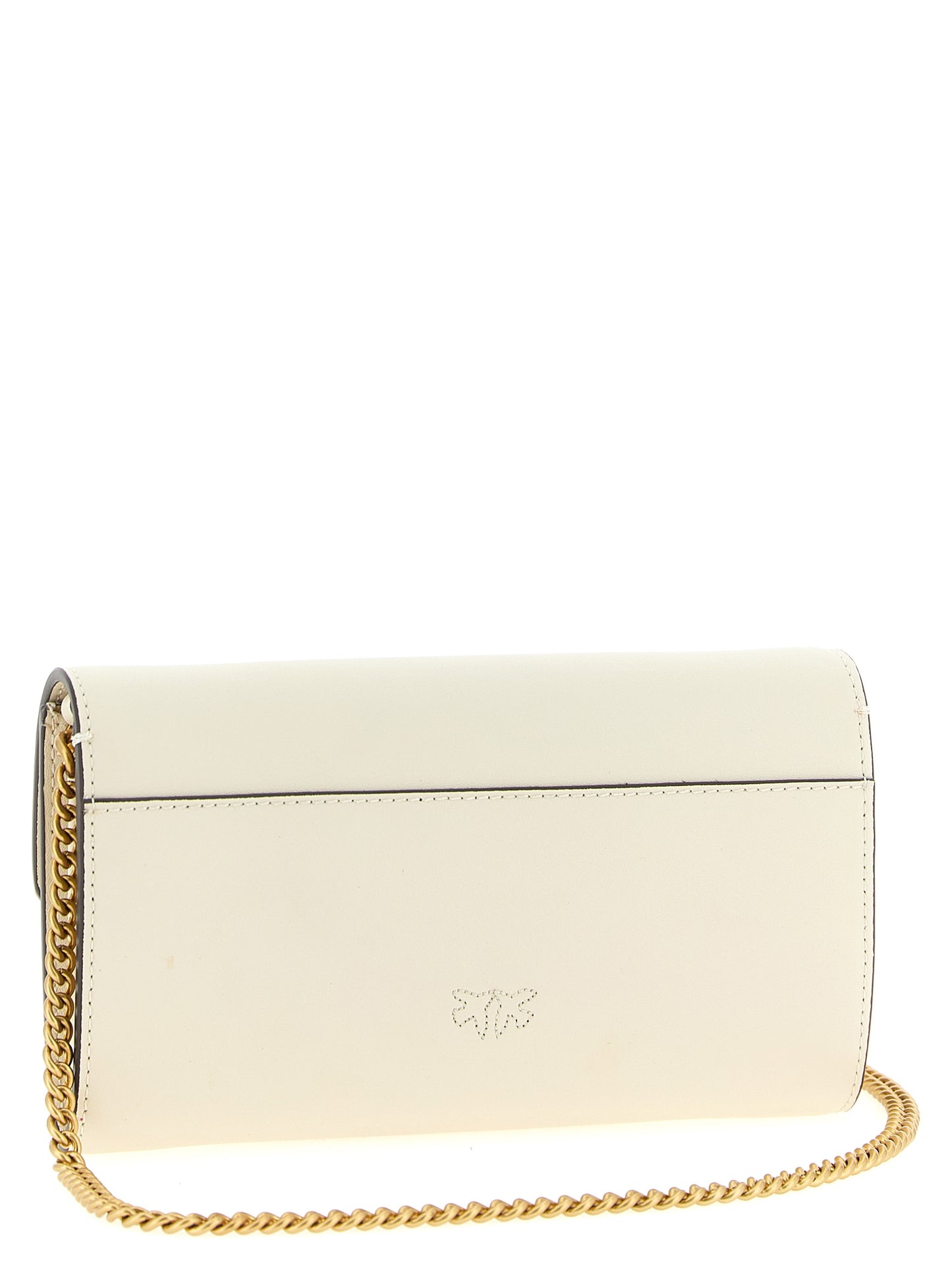 Cardholder Card Case by PINKO for women in silk & calfskin leather white features a sleek silhouette, showcasing the sleek design of the Love Birds Silk & Calfskin Leather Cardholder Card Case with functional card-organization for a premium look.