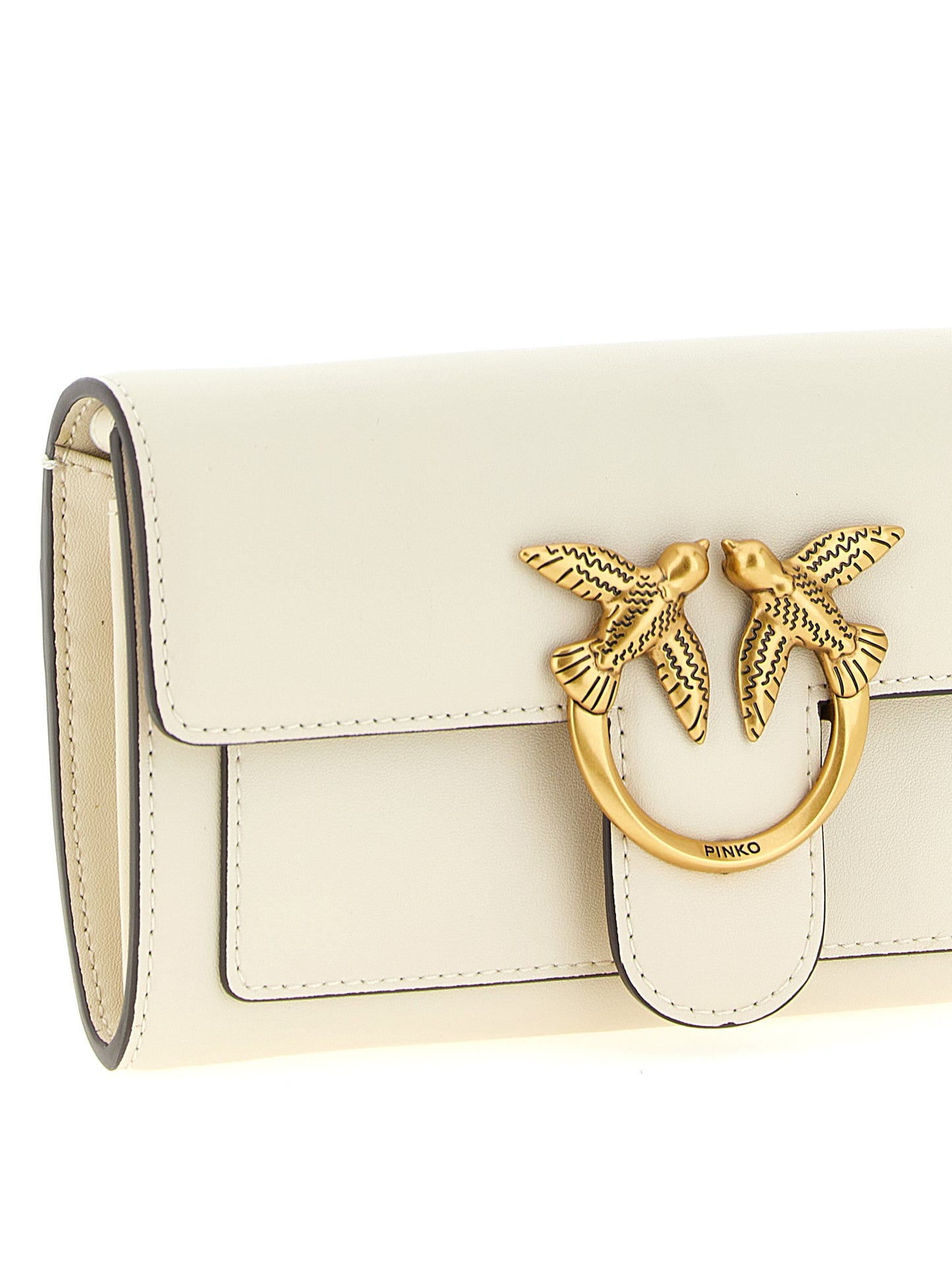 Cardholder Card Case by PINKO for women in silk & calfskin leather white showcases a couture-grade silhouette from the Love Birds Silk & Calfskin Leather Cardholder Card Case collection, highlighting functional card-organization for a couture-grade finish.