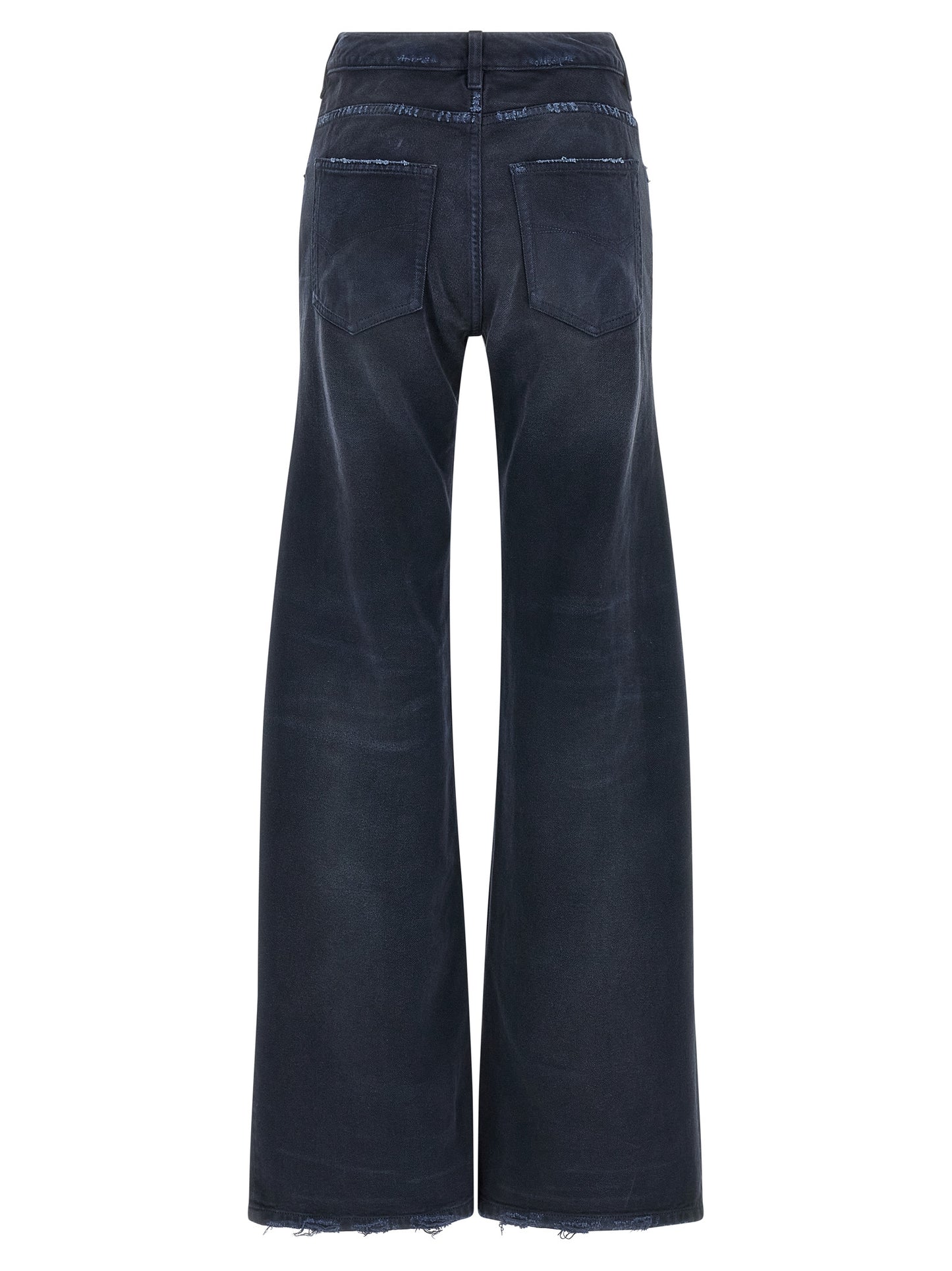 Jeans by Balenciaga for women in denim cotton blue presents a refined pantology silhouette, artfully defined by a refined pantology flared & wide, long, and a sophisticated .
