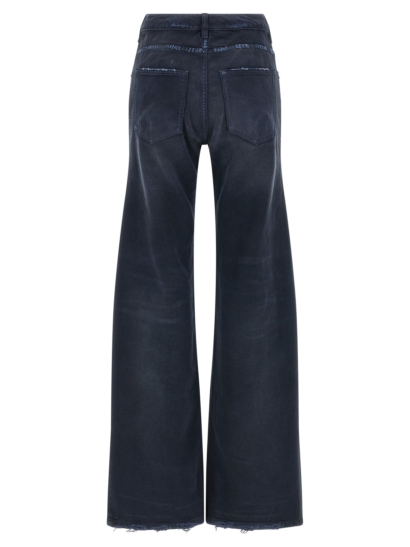 Jeans by Balenciaga for women in denim cotton blue presents a refined pantology silhouette, artfully defined by a refined pantology flared & wide, long, and a sophisticated .