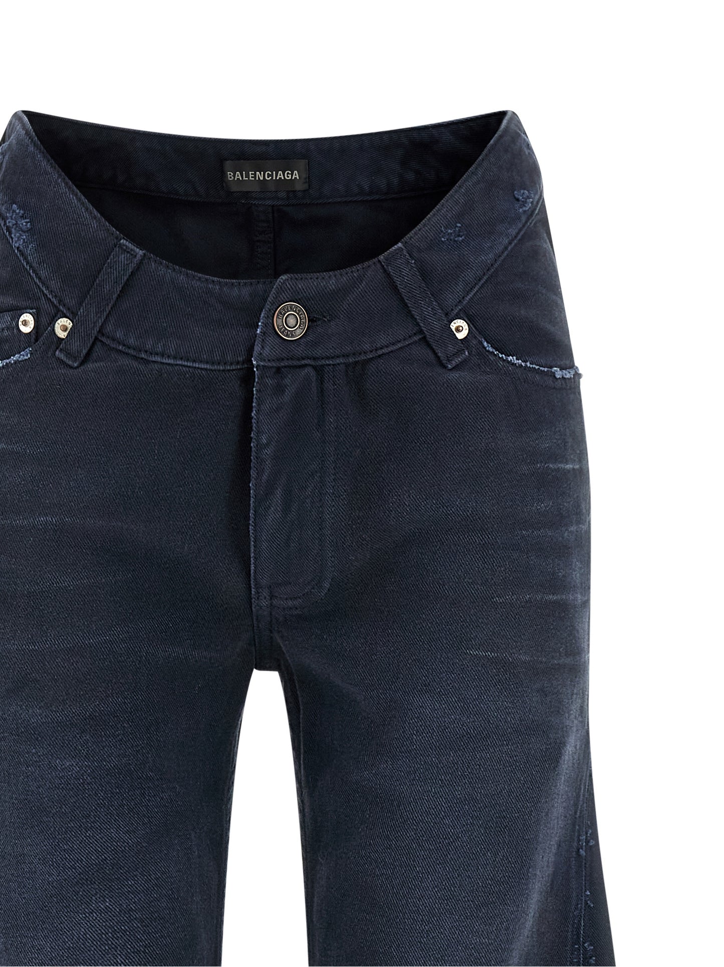 Jeans by Balenciaga for women in denim cotton blue features an refined tailoring silhouette, showcasing a premium flared & wide with a and long cut for a refined tailoring look.