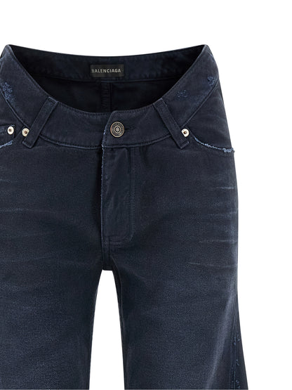 Jeans by Balenciaga for women in denim cotton blue features an refined tailoring silhouette, showcasing a premium flared & wide with a and long cut for a refined tailoring look.