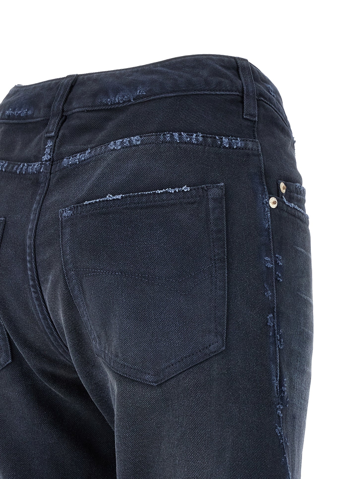 Jeans by Balenciaga for women in denim cotton blue features an sartorial flared & wide and long with a cut for a sartorial finish.