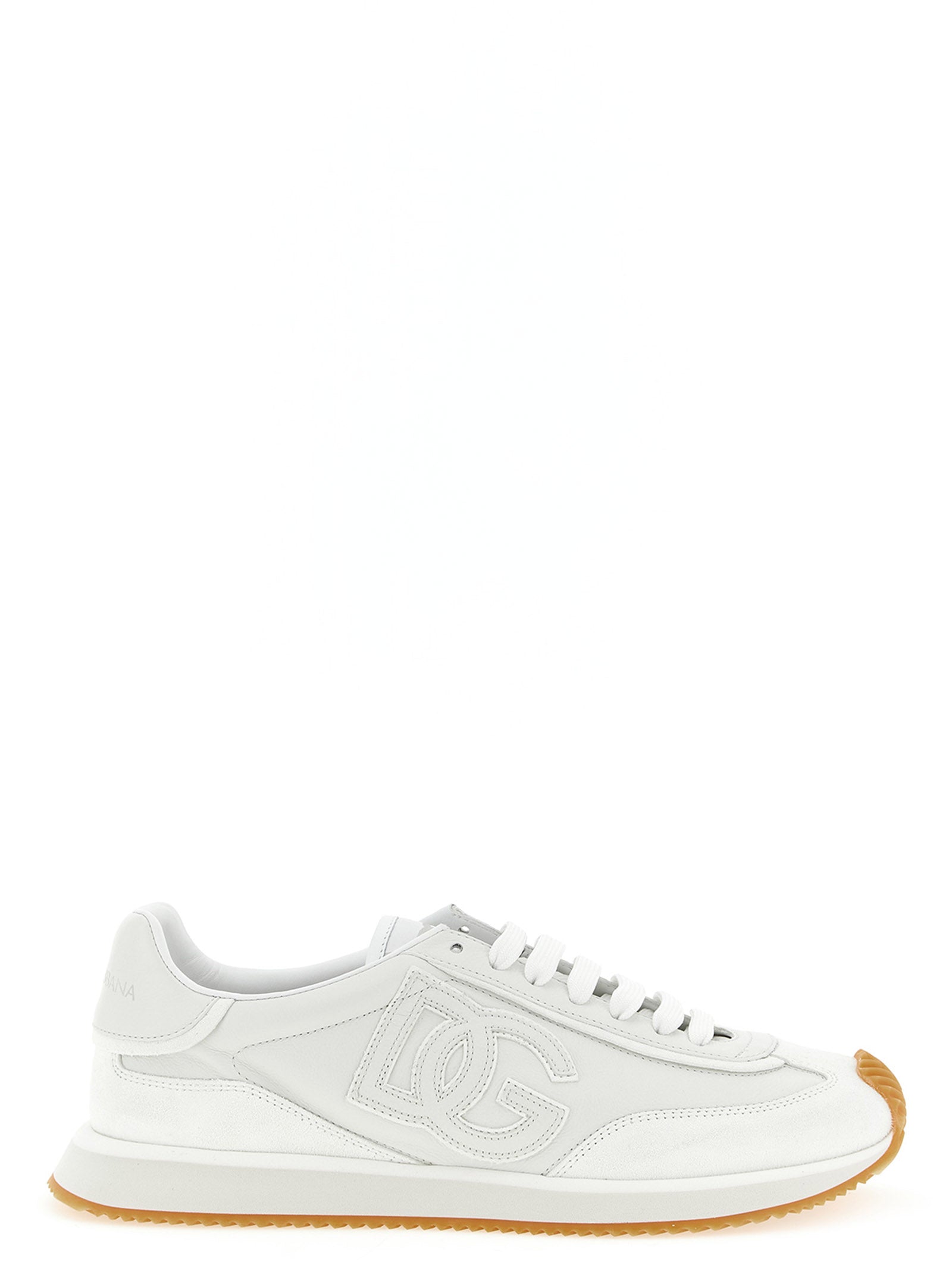 Sneakers by Dolce & Gabbana for men in tu & calfskin leather white features an fashionable silhouette, showcasing the premium Men's Low Top TU & Calfskin Leather Sneakers in a fashionable low-top style that offers a fashionable finish for refined style.