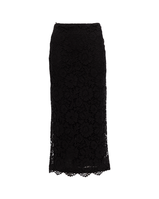 Skirt by Valentino Garavani for women in lace black & floral features a sublime silhouette, showcasing the sublime design of the Women's Lace Midi Skirt in a sophisticated midi.