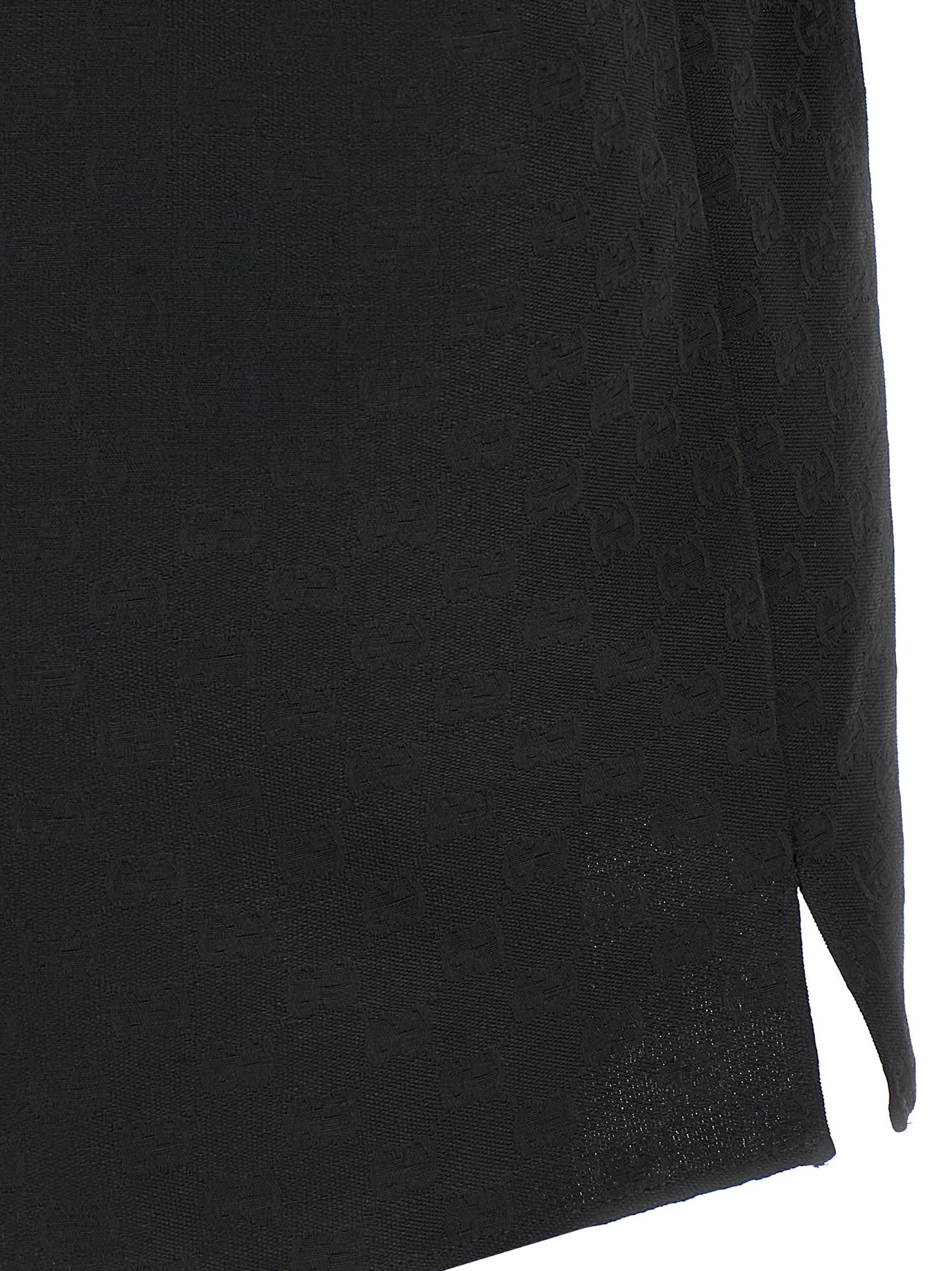 Shirt by Gucci for men in linen & polyester black & jacquard showcases a sleek silhouette, elegantly detailed with a sleek and for a sleek finish.