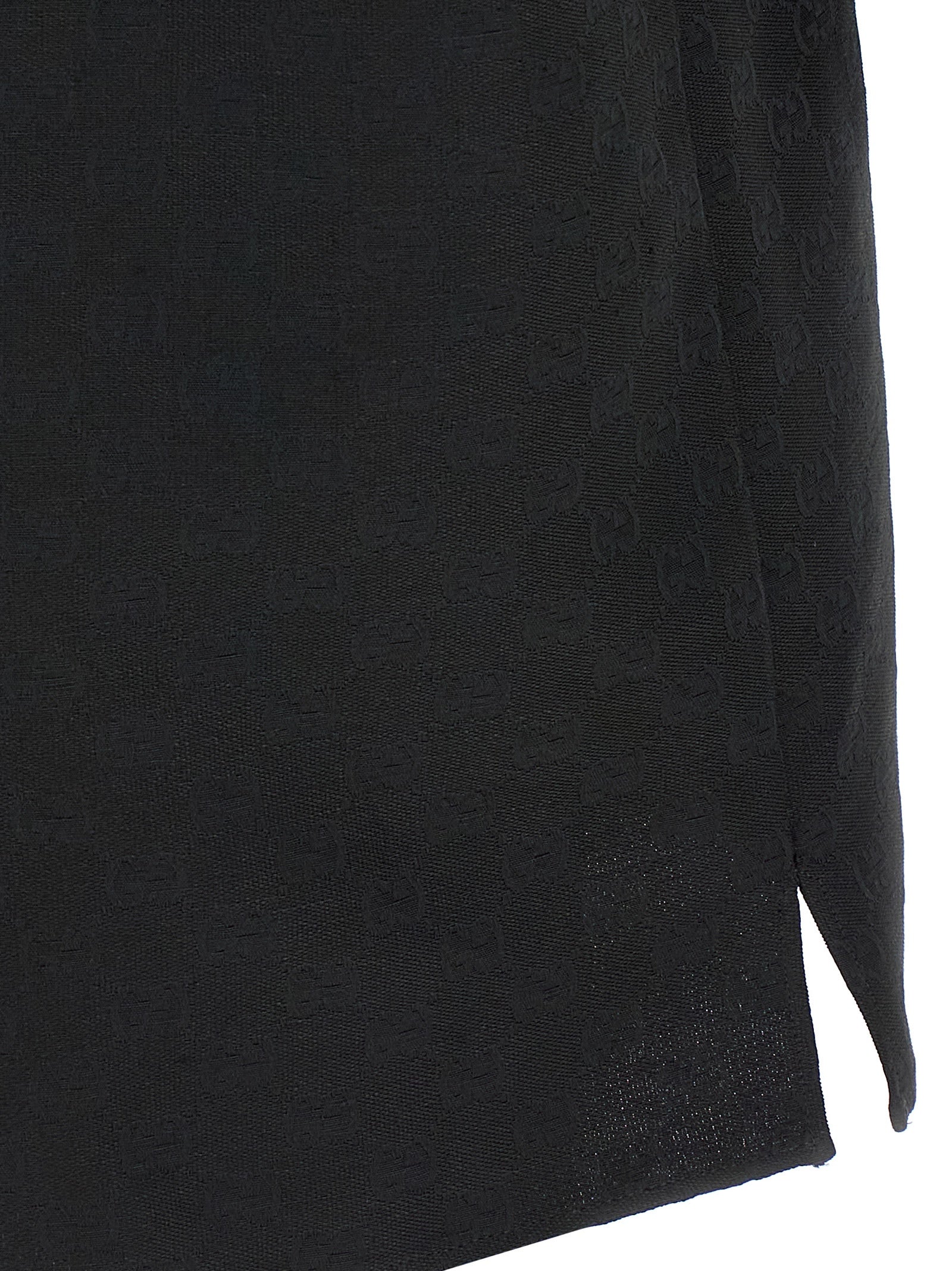 Shirt by Gucci for men in linen & polyester black & jacquard showcases a sleek silhouette, elegantly detailed with a sleek and for a sleek finish.