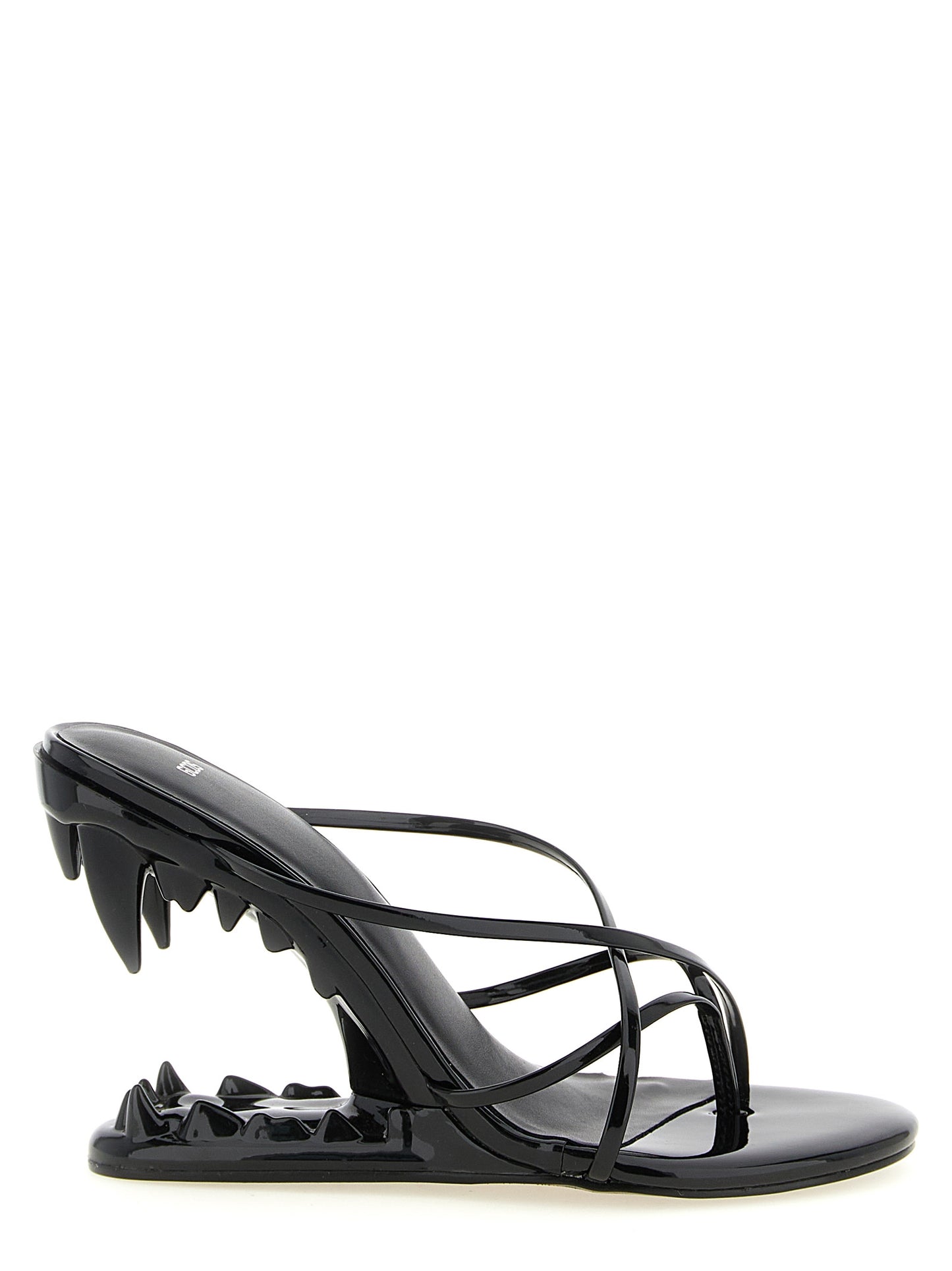 GCDS Women's Polyethylene Polyurethane Patent Leather Stiletto Thong Sandals - Black