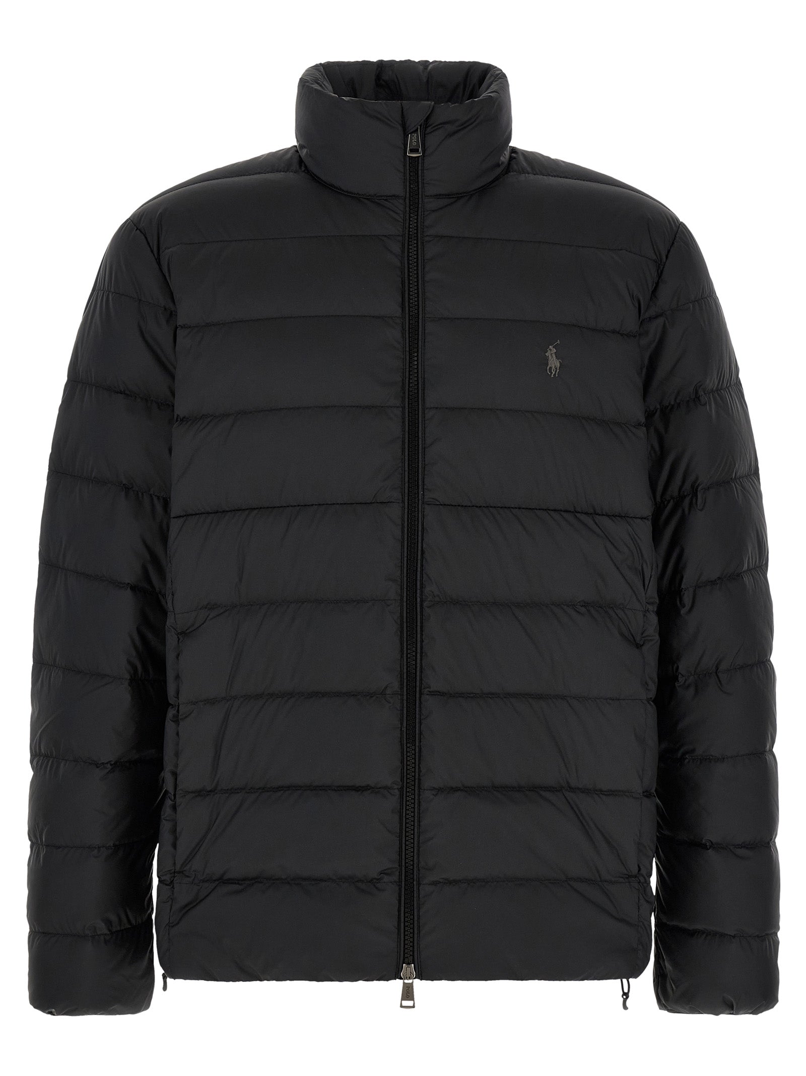 Puffer Jacket by Polo Ralph Lauren for men in polyester black features a city-ready silhouette, detailed with insulated and a city-ready high-neck neckline.