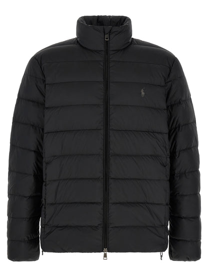 Puffer Jacket by Polo Ralph Lauren for men in polyester black features a city-ready silhouette, detailed with insulated and a city-ready high-neck neckline.