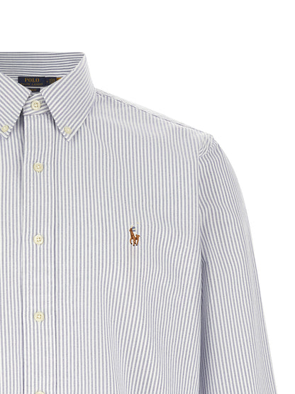 Shirt by Polo Ralph Lauren for men in cotton multicolor, patterned & striped, featuring a nuanced and nuanced split button-down-collar neckline for a sophisticated finish.