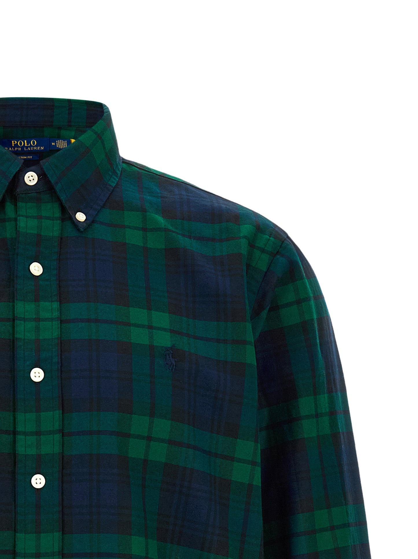 Shirt by Polo Ralph Lauren for men in cotton green, multicolor, navy, patterned & tartan presents a discerning silhouette, showcasing a sophisticated button-down-collar neckline and for a truly discerning finish.