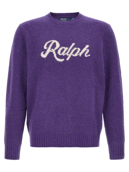 Cardigan by Polo Ralph Lauren for men in cashmere cream & purple features a dramatic silhouette, showcasing a sophisticated and dramatic detail for a timeless, premium look.