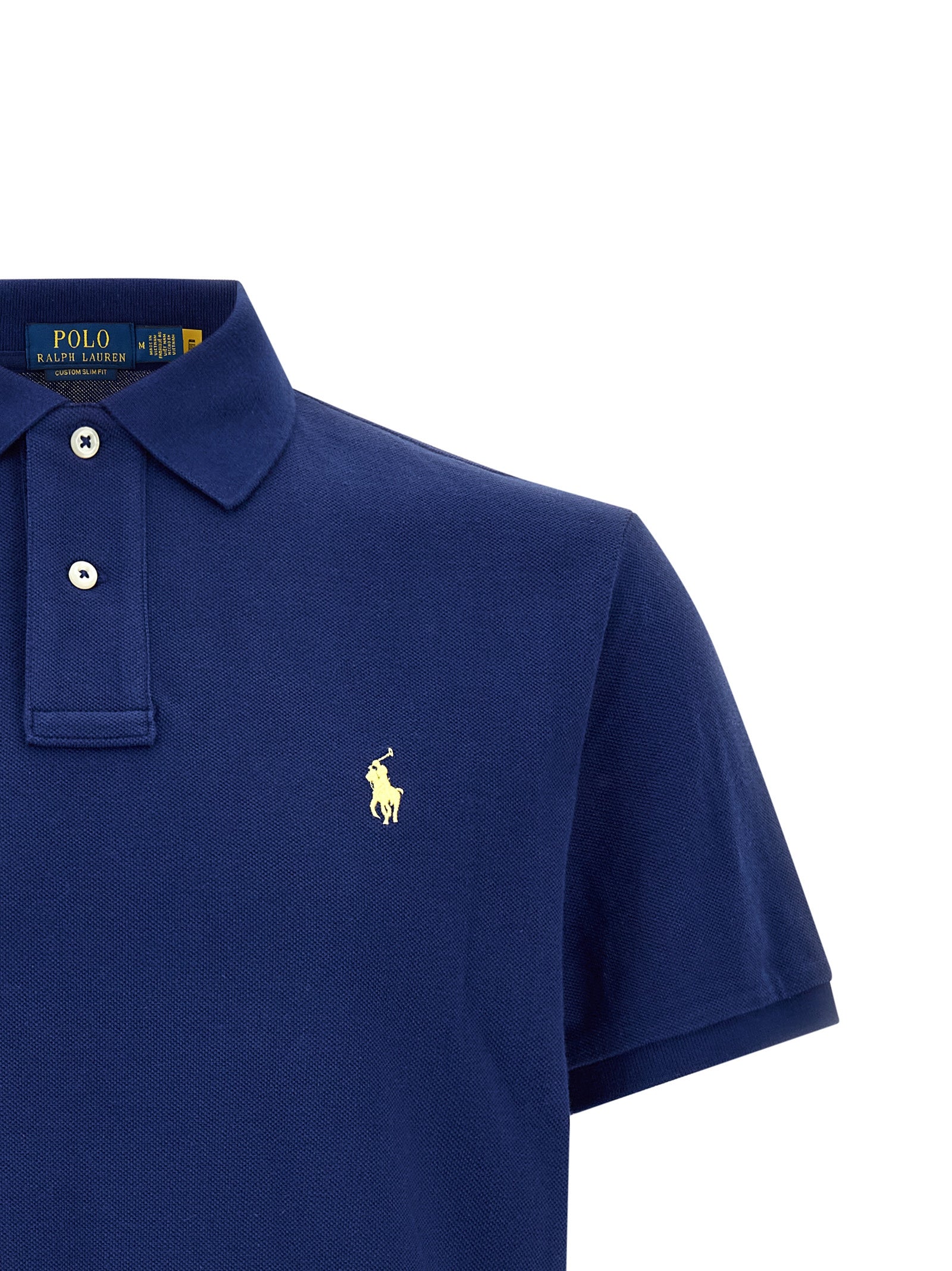 Polo Shirt by Polo Ralph Lauren for men in cotton blue showcases a sharp silhouette, detailed with a refined and sharp for a sophisticated finish.