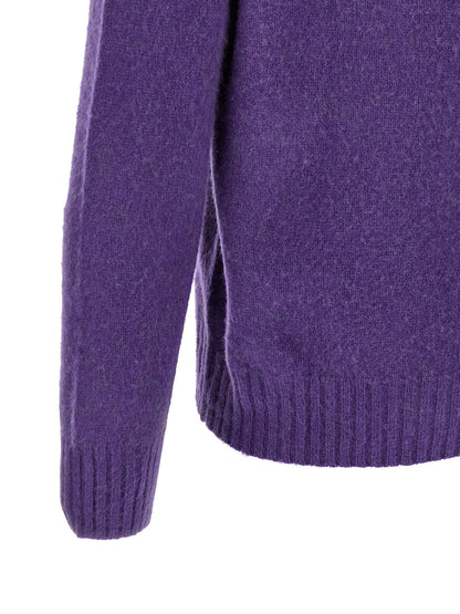 Cardigan by Polo Ralph Lauren for men in cashmere cream & purple features an crisp silhouette, showcasing a sophisticated and detail for a truly crisp finish.