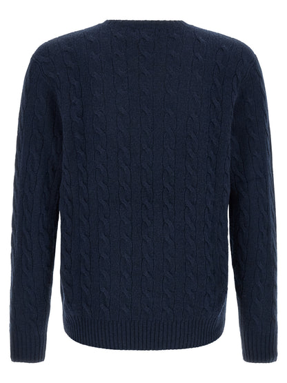 Cardigan by Polo Ralph Lauren for men in cashmere navy & red features a dramatic silhouette, showcasing a sophisticated and dramatic detail for a timeless, premium look.