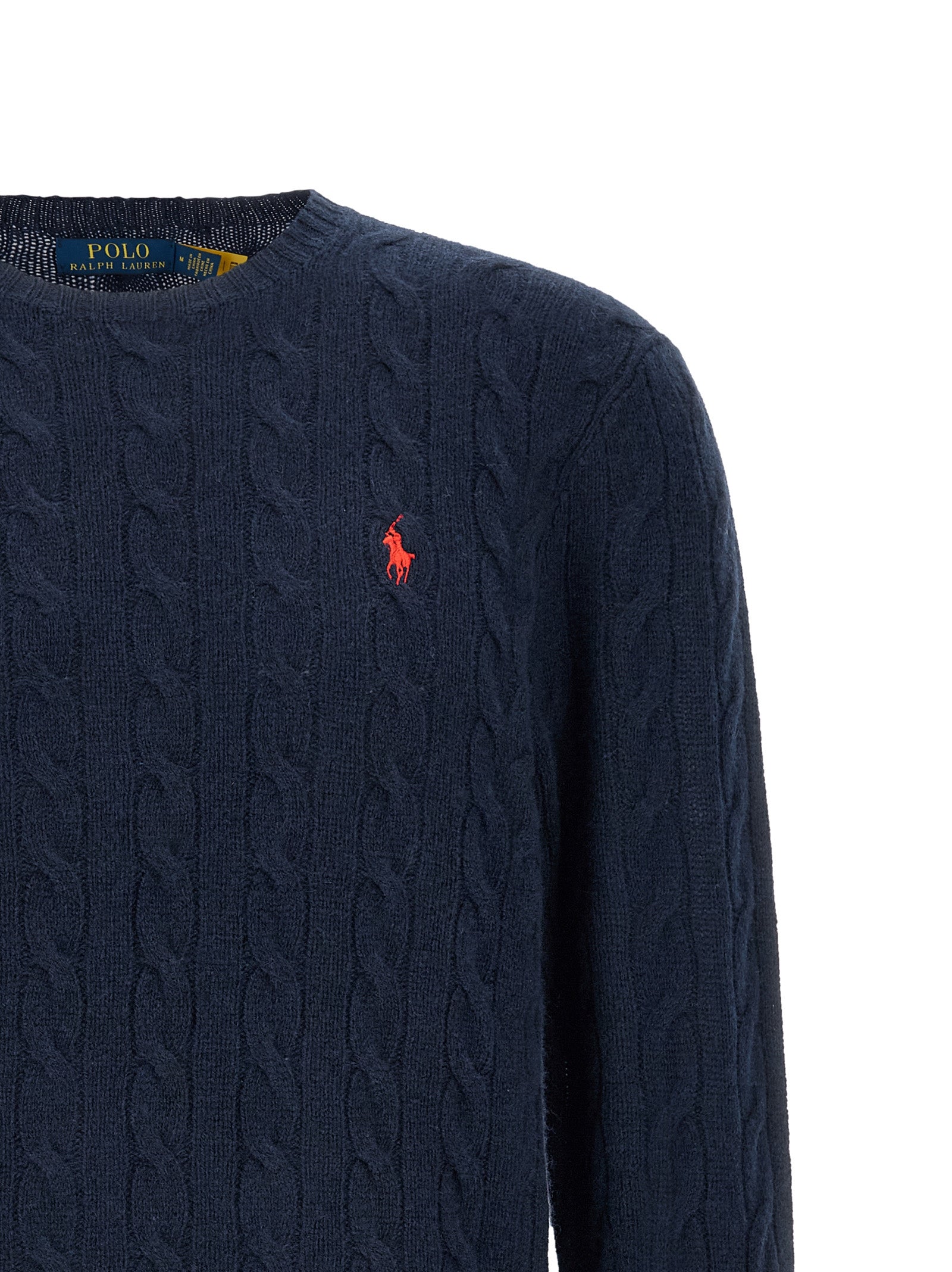 Cardigan by Polo Ralph Lauren for men in cashmere navy & red presents a textural silhouette, artfully finished with a textural and for a sophisticated, textural look.