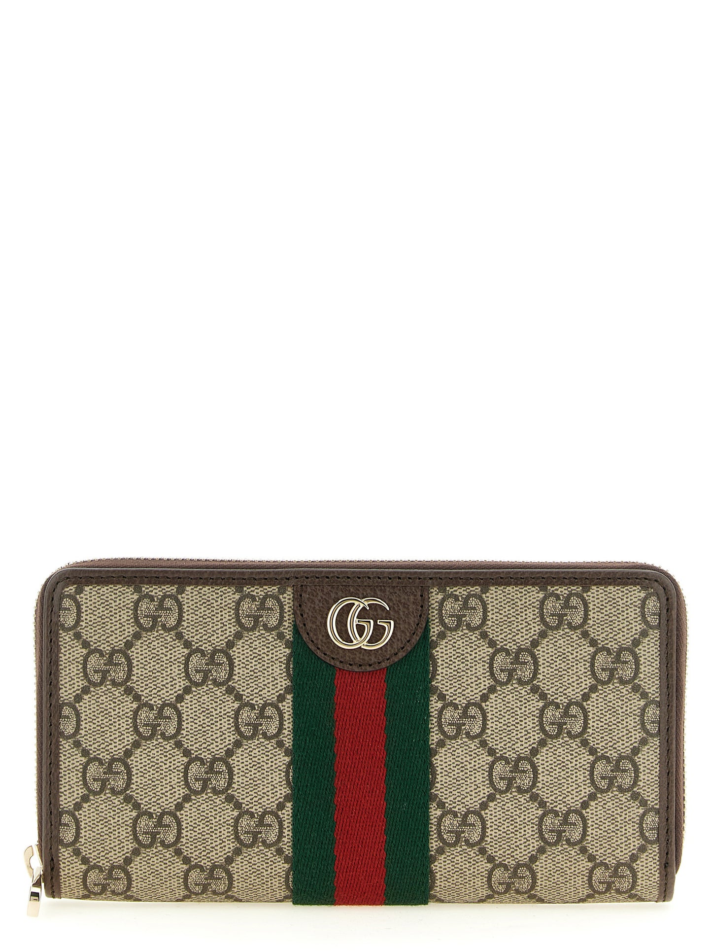 Cardholder Card Case by Gucci for women in polyester polyethylene polyurethane leather beige, brown, ebony, gold, green, red & signature features a sleek silhouette, showcasing the sleek design of the Gg Ophidia Polyester Polyethylene Polyurethane Leather Cardholder Card Case with functional card-organization coin-purse for a premium look.